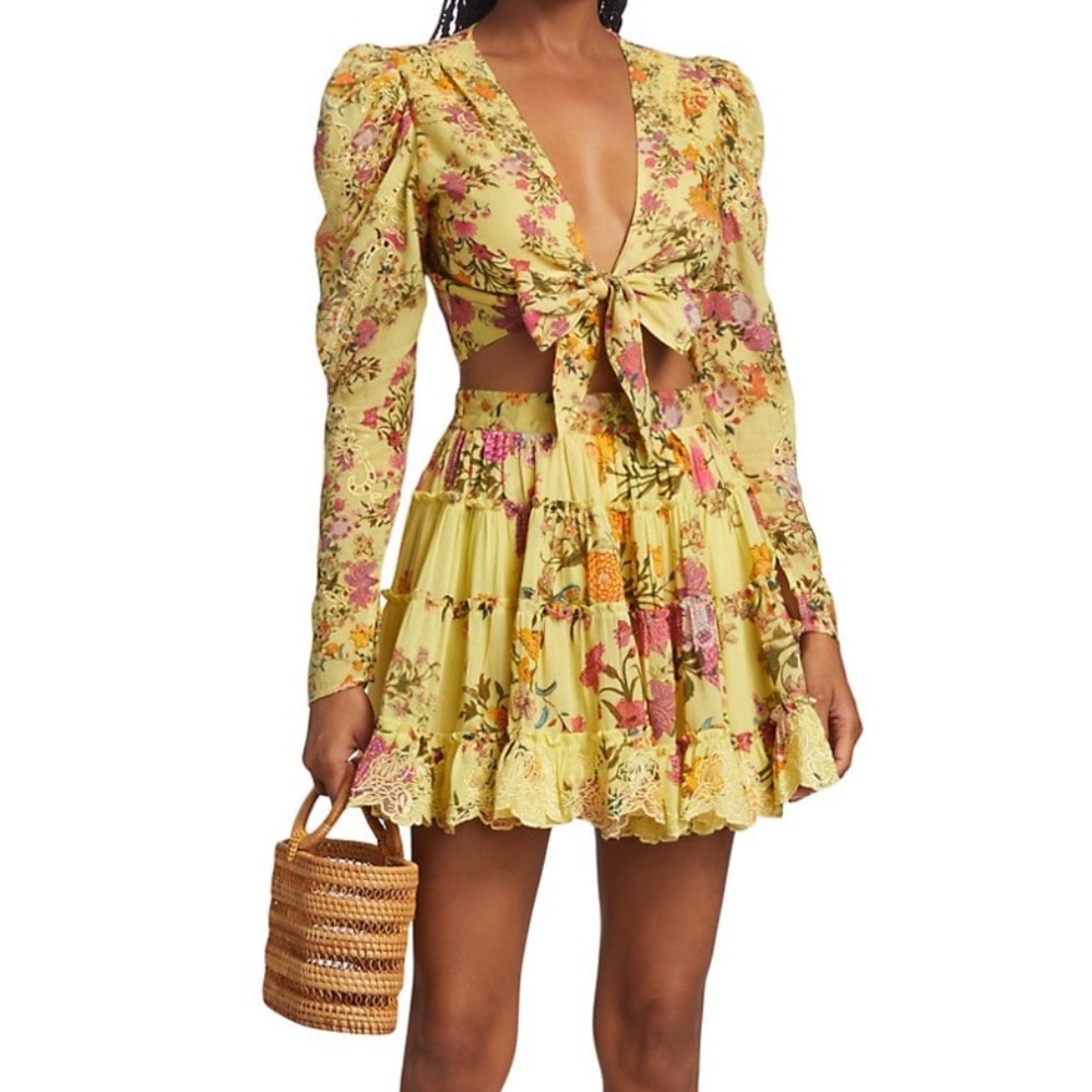 HEMANT & NANDITA Floral Yellow Skirt